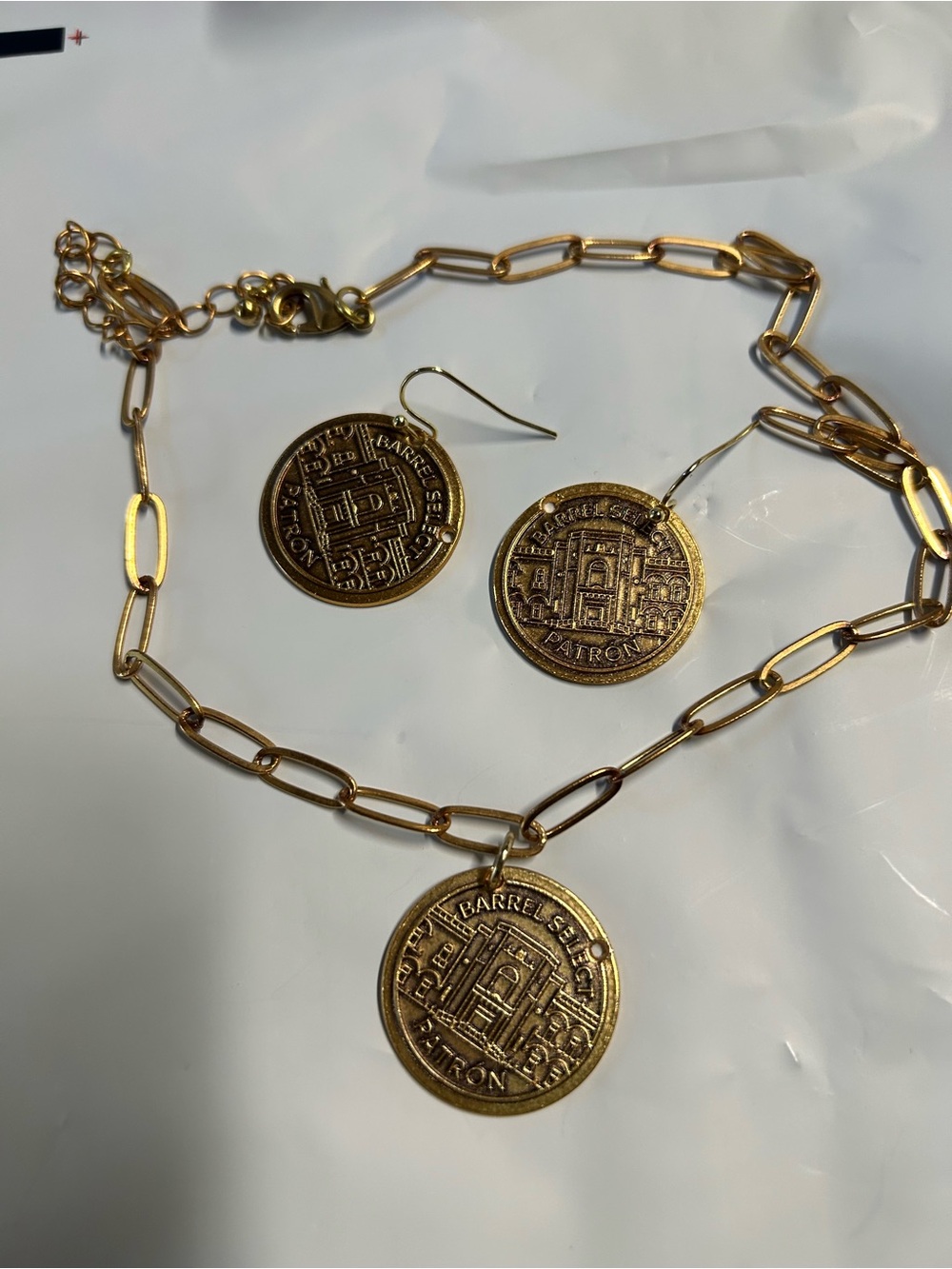 Patron Bottle Charm Necklace and Earring Set